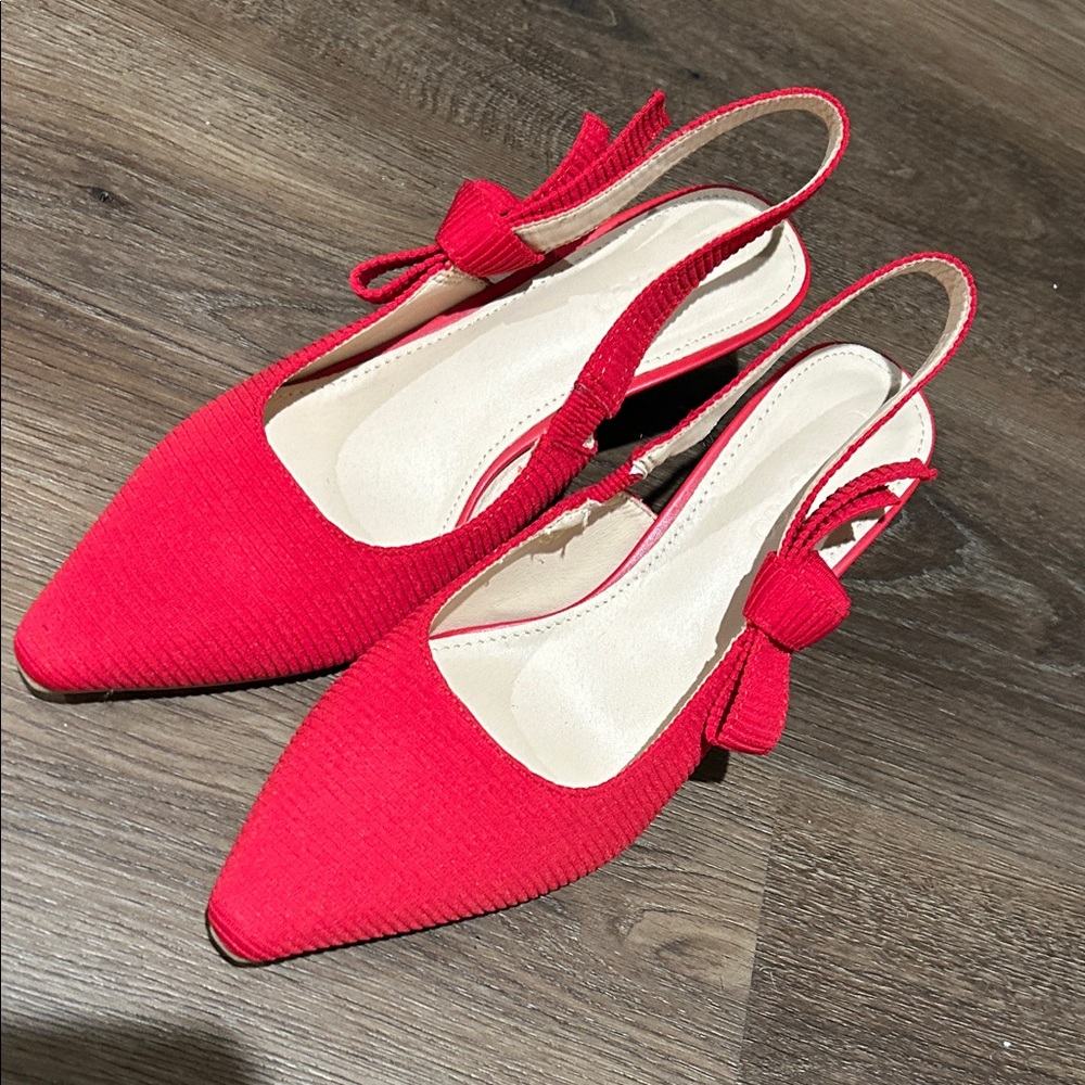 Red Kitten Heel with Bow